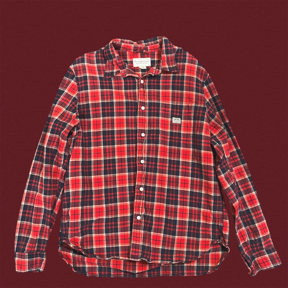 3/$25 Denim & Supply Ralph Lauren red and blue plaid button-up shirt